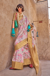 PURE HANDLOOM GEORGETTE WITH WEAVING BORDER & DIGITAL PRINT SAREE